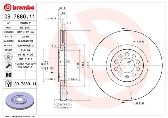 BREMBO 09 7880 11 Fren Diski 6R0615301B uygun fiyat hızlı kargo