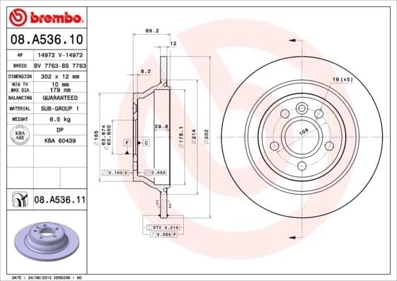 BREMBO 08 A536 11 Fren Diski 30769058 uygun fiyat hızlı kargo