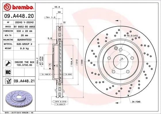 BREMBO 09 A448 21 Fren Diski 2034211312 uygun fiyat hızlı kargo
