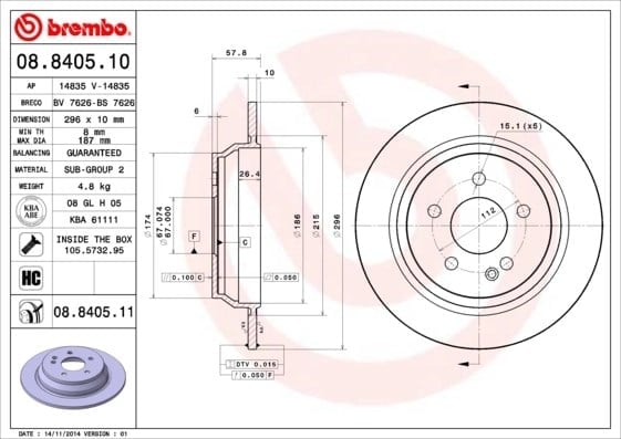 BREMBO 08 8405 11 Fren Diski 6364230012 uygun fiyat hızlı kargo