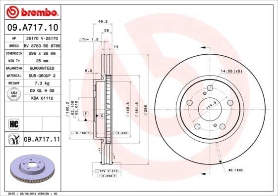 BREMBO 09A71711 Fren Diski 435120N040 uygun fiyat hızlı kargo