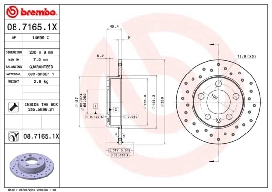 BREMBO 08 7165 1X Fren Diski 1J0615601N uygun fiyat hızlı kargo