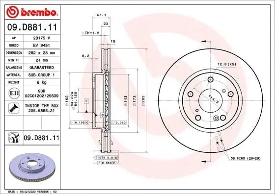 BREMBO 09D88111 Fren Diski 45251TBAA00 uygun fiyat hızlı kargo