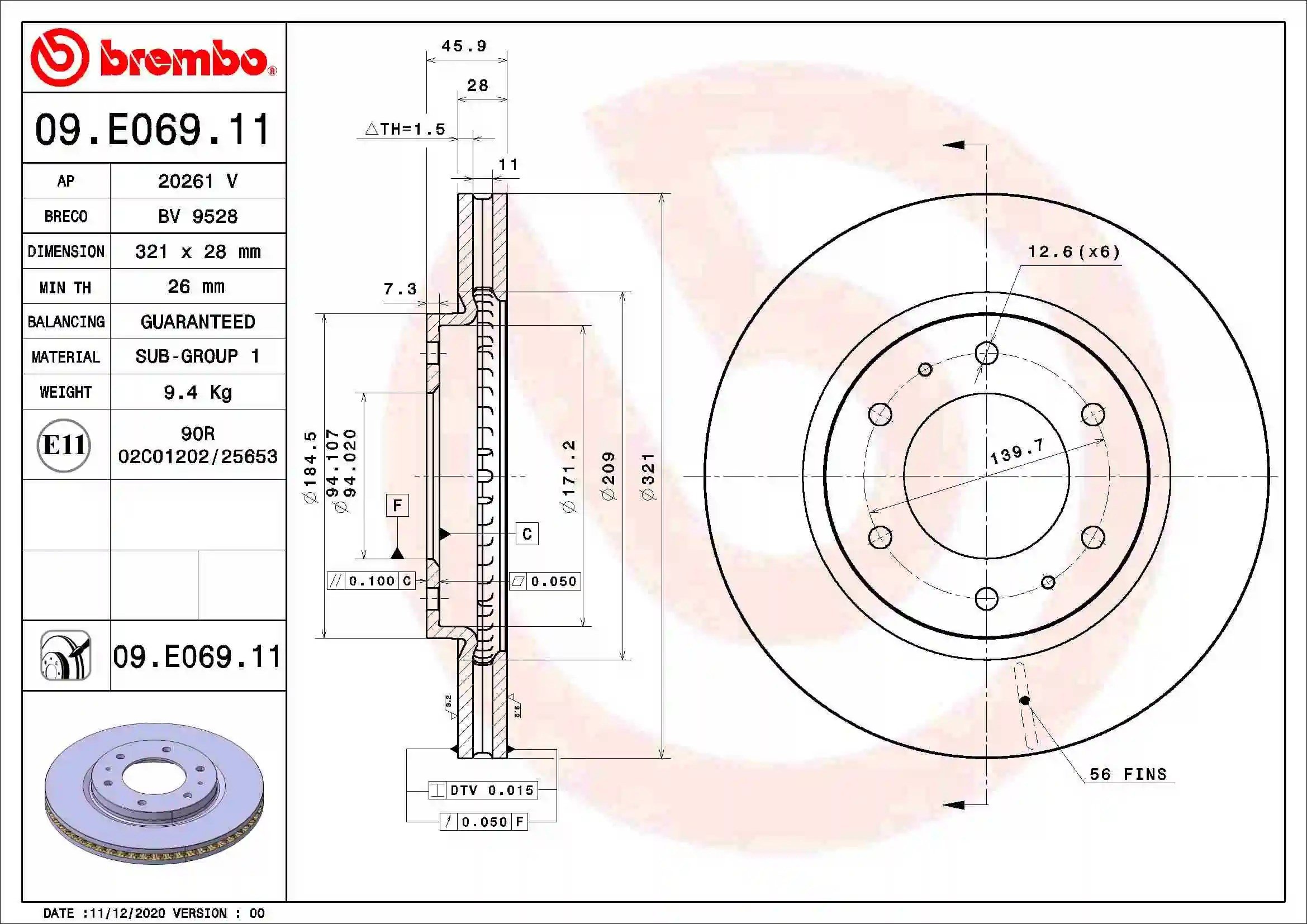 BREMBO 09E06911 Fren Diski 4615A223 uygun fiyat hızlı kargo