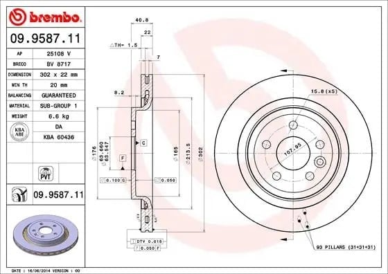 BREMBO 09 9587 11 Fren Diski 30736316 uygun fiyat hızlı kargo