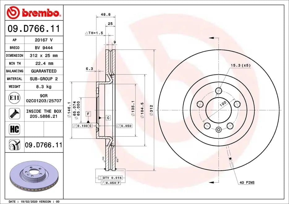BREMBO 09D76611 Fren Diski 2Q0615301N uygun fiyat hızlı kargo