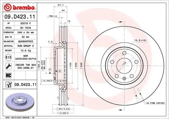 BREMBO 09 D423 11 Fren Diski 4M0615301AB uygun fiyat hızlı kargo