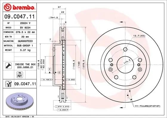 BREMBO 09 C047 11 Fren Diski 5531161M00 uygun fiyat hızlı kargo
