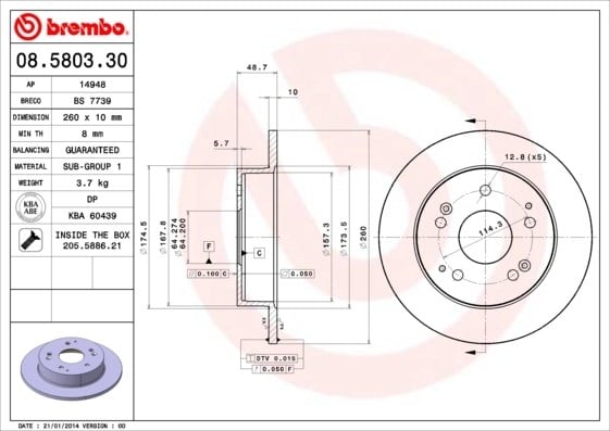 BREMBO 08 5803 30 Fren Diski 42510S5TE00 uygun fiyat hızlı kargo