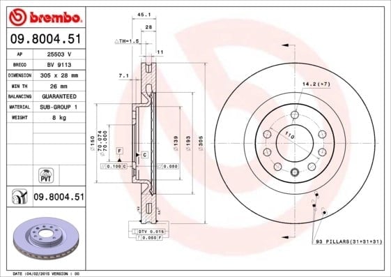 BREMBO 09 8004 51 Fren Diski 569084 uygun fiyat hızlı kargo