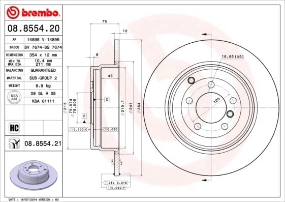 BREMBO 08 8554 21 Fren Diski SDB000211 uygun fiyat hızlı kargo