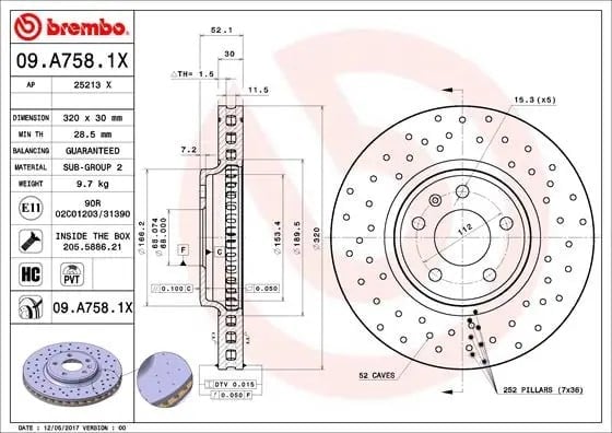 BREMBO 09A7581X Fren Diski 8K0615301A uygun fiyat hızlı kargo