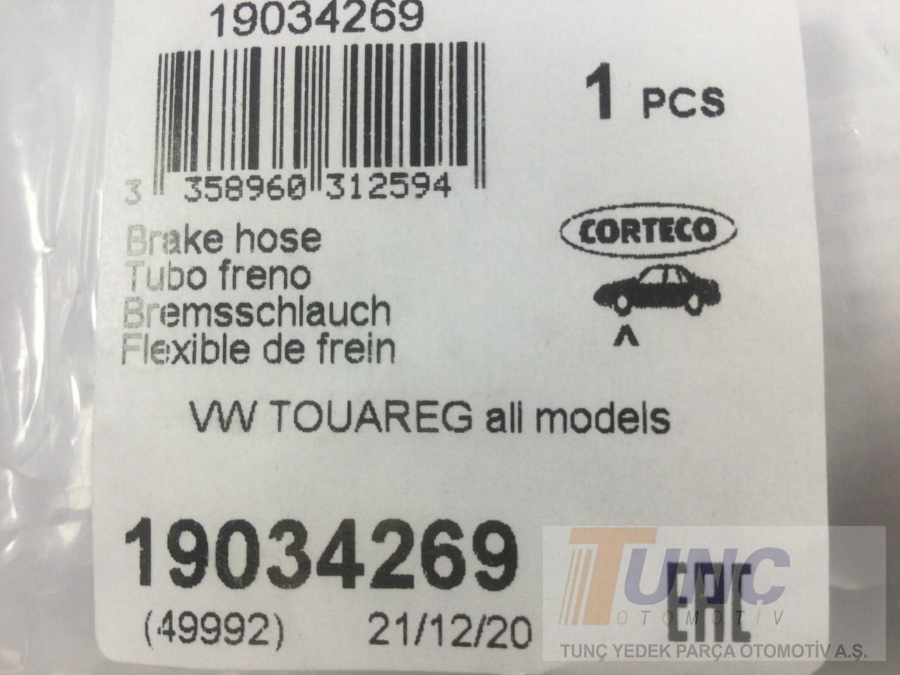 CORTECO 19034269 Fren Hortumu 7L0611701C uygun fiyat hızlı kargo