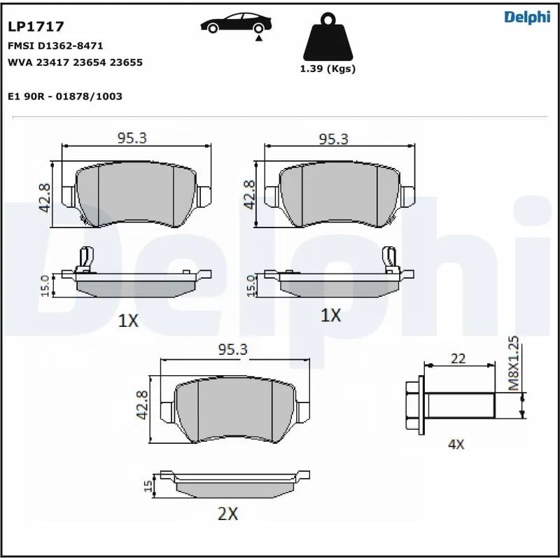DELPHI LP1717 Fren Balatası 1605086 uygun fiyat hızlı kargo