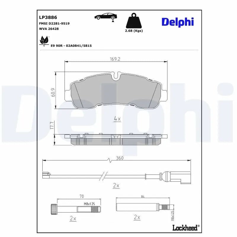DELPHI LP3886 Fren Balatası 2480688 uygun fiyat hızlı kargo