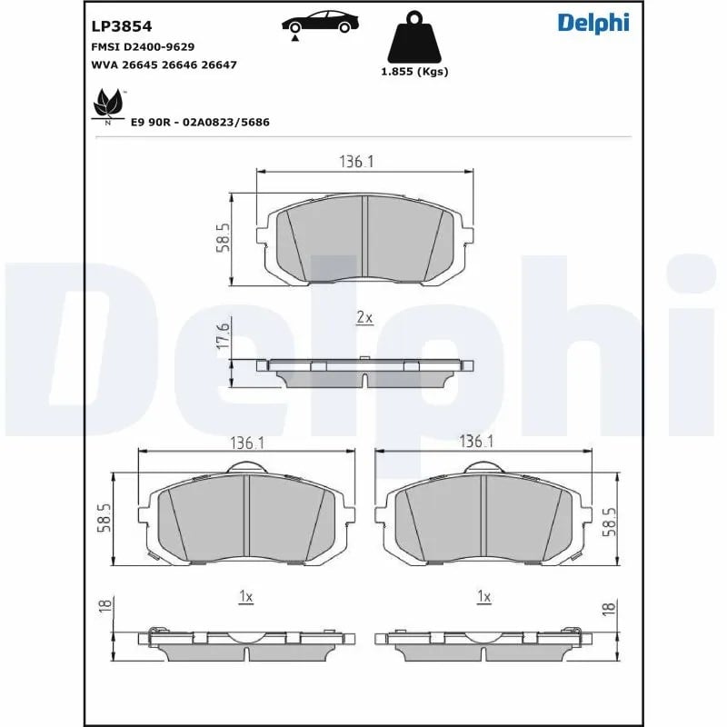 DELPHI LP3854 Fren Balatası 58101AAA00 uygun fiyat hızlı kargo