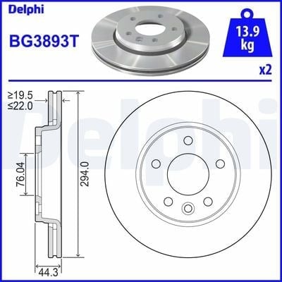 DELPHI BG3893T Fren Diski 7H0615601B uygun fiyat hızlı kargo