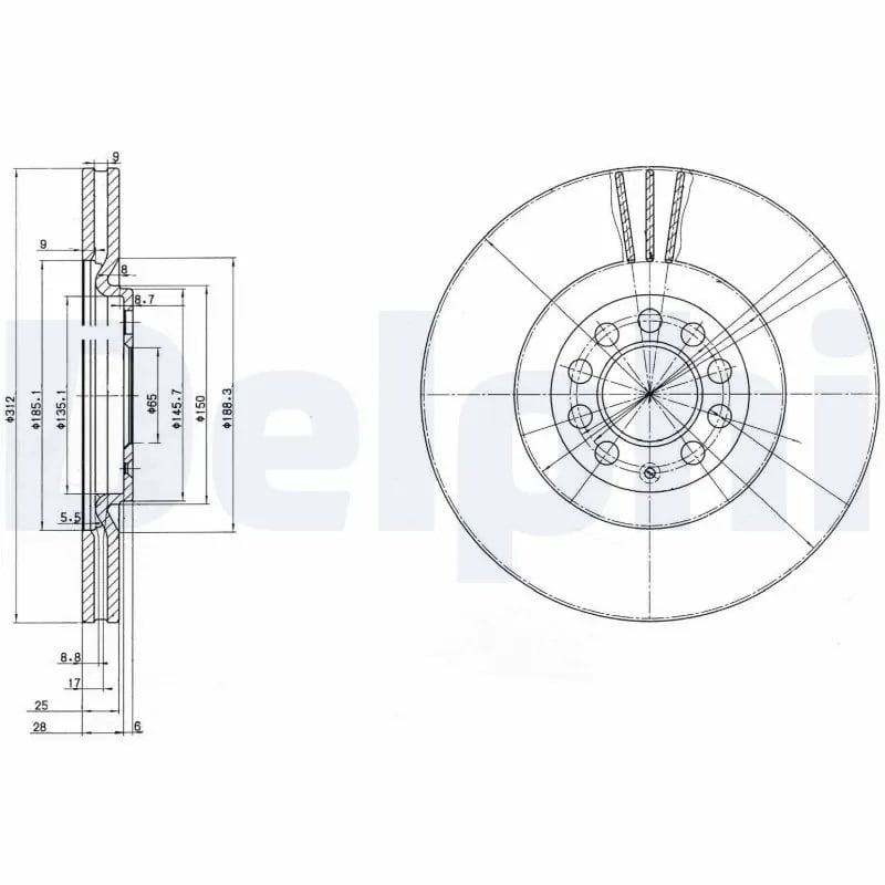 DELPHI BG3528 Fren Diski 8L0615301 uygun fiyat hızlı kargo