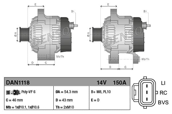 DENSO DAN1118 Alternatör 1704085 uygun fiyat hızlı kargo