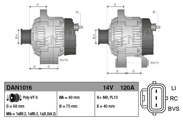DENSO DAN1016 Alternatör 1256552 uygun fiyat hızlı kargo