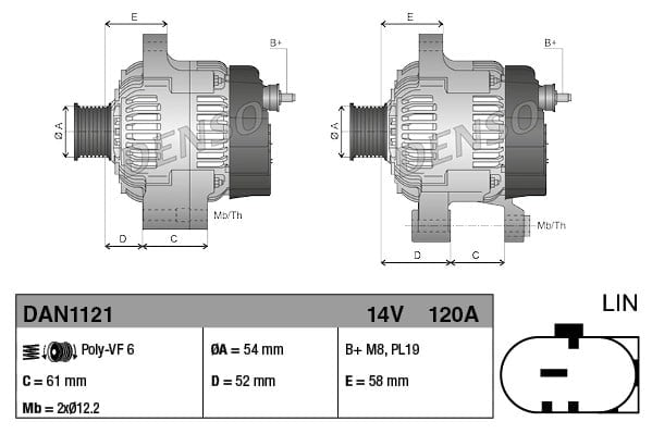 DENSO DAN1121 Alternatör 51884351 uygun fiyat hızlı kargo