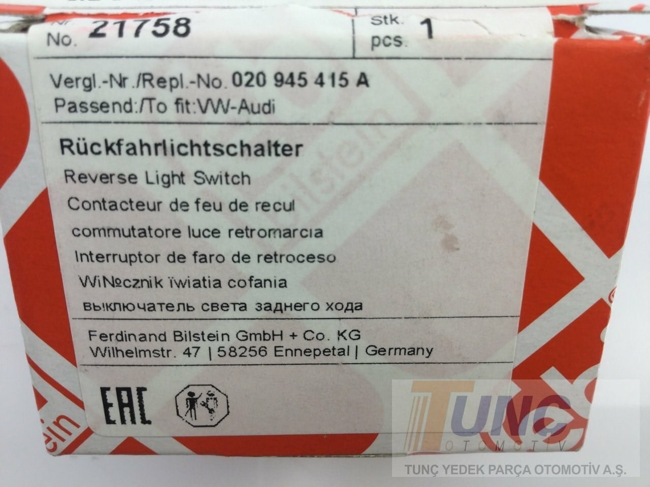 FEBI BILSTEIN 21758 Geri Vites Müşürü 020945415A uygun fiyat hızlı kargo
