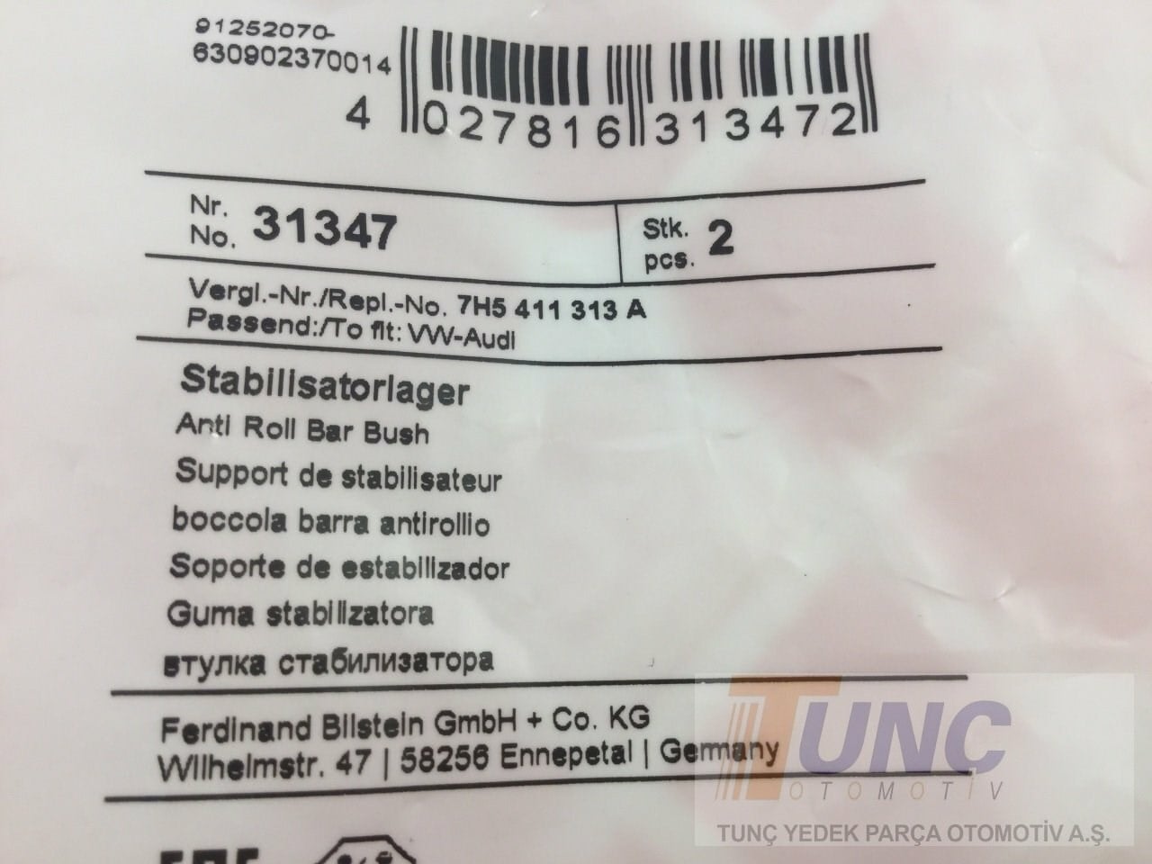 FEBI BILSTEIN 31347 Viraj Demir Lastiği 7H5411313A uygun fiyat hızlı kargo