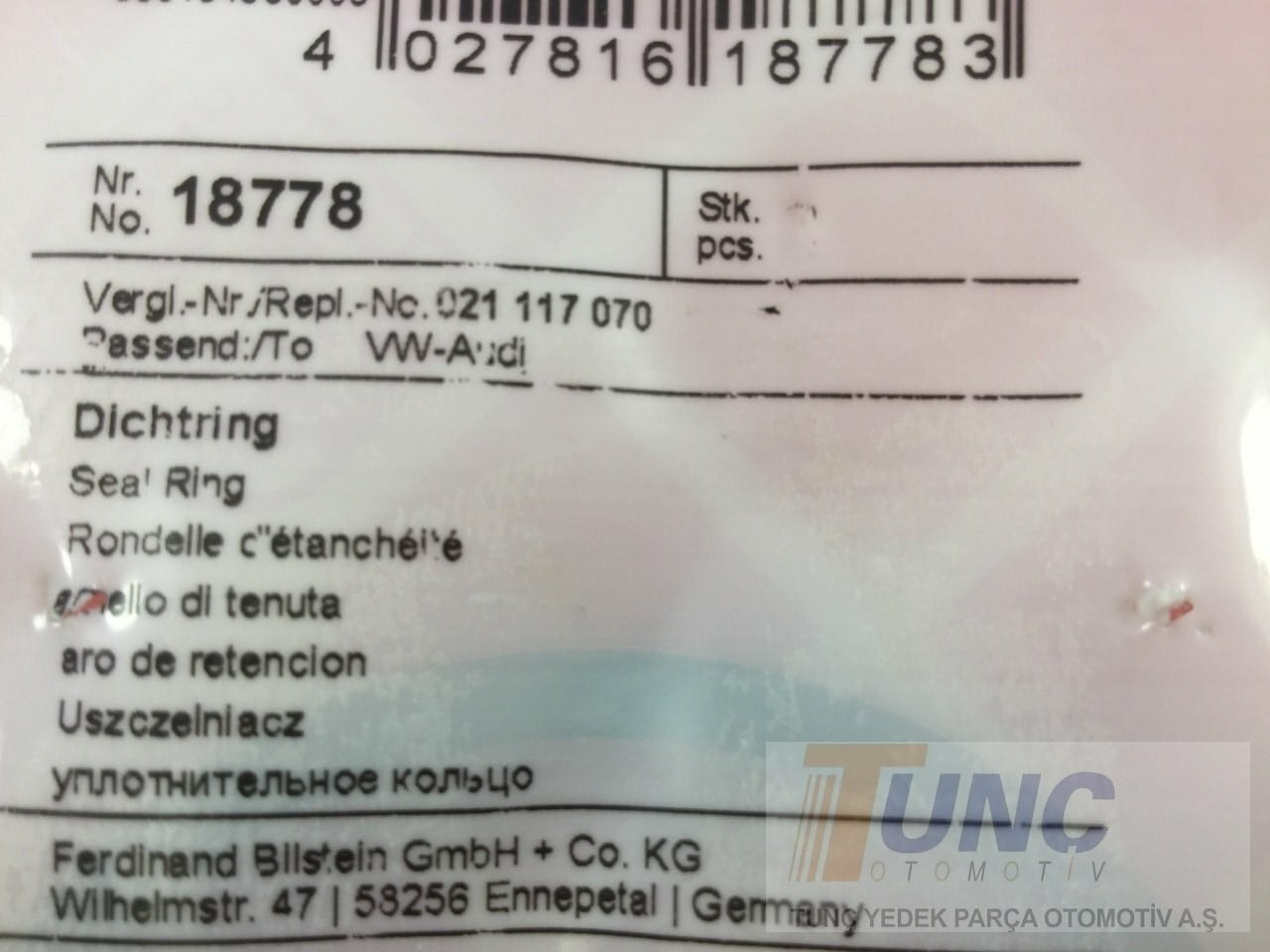 FEBI BILSTEIN 18778 Yağ Soğutucu Contası 038117070 uygun fiyat hızlı kargo