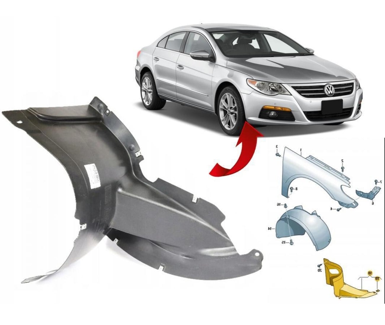 GKL 290662 Çamurluk Davlumbazı Sağ Küçük Cc Gkl Üretim Birinci Kalıte 3C8805912A uygun fiyat hızlı kargo
