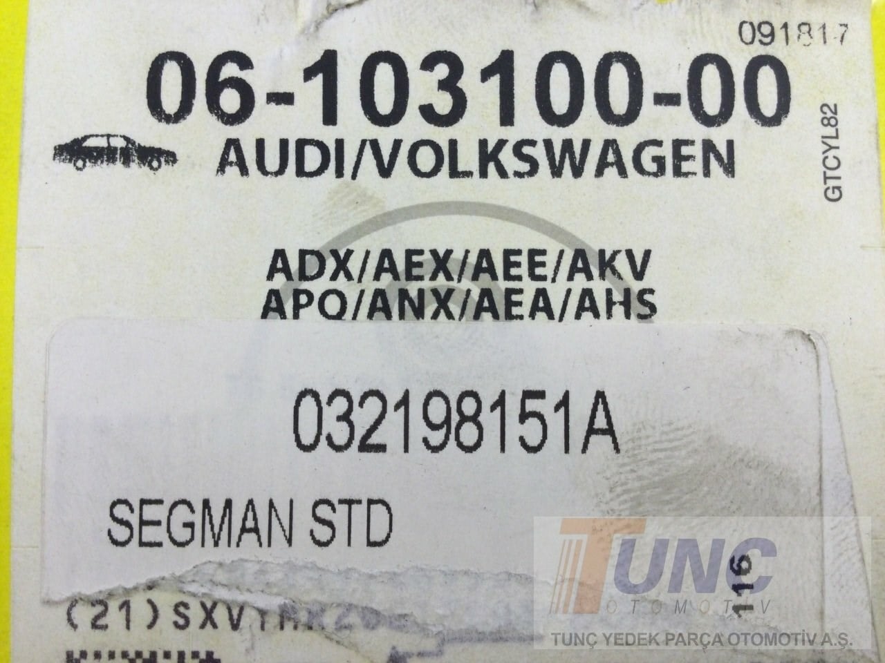 GOETZE 0610310000 Motor Segmanı 032198151A uygun fiyat hızlı kargo
