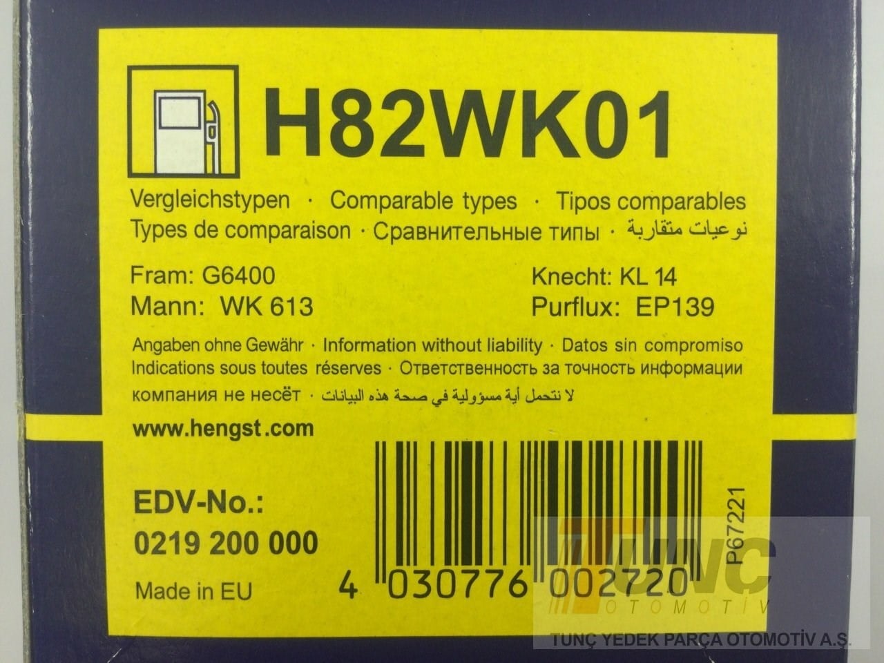 HENGST H82WK01 Yakıt Filtresi 6N0201511A uygun fiyat hızlı kargo