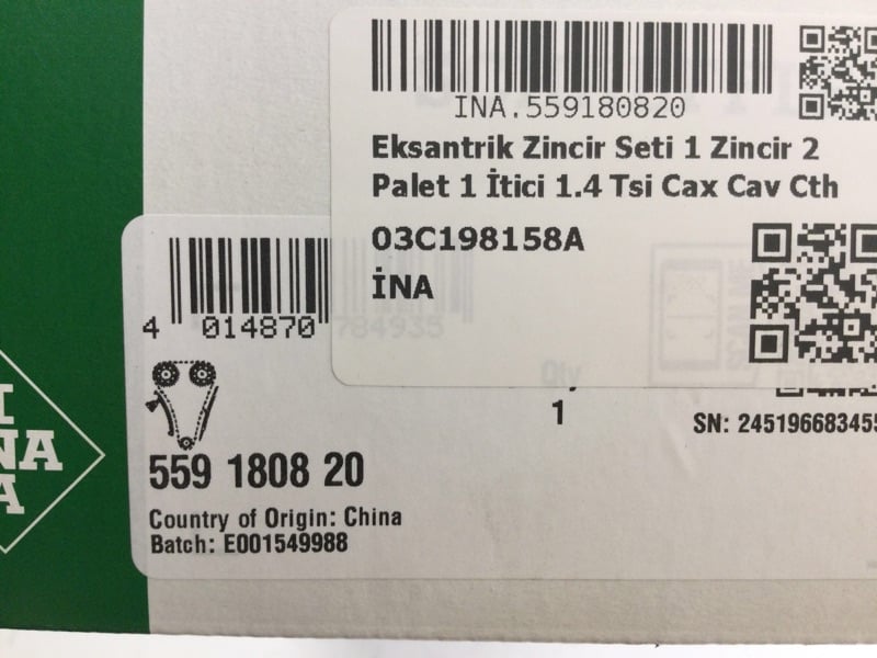 INA 559 1808 20 Zincir Seti 03C198158A uygun fiyat hızlı kargo
