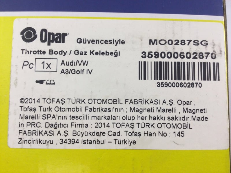 MAGNETI MARELLI 359000602870 Boğaz Kelebeği Gaz Kelebeği 06A133063F uygun fiyat hızlı kargo