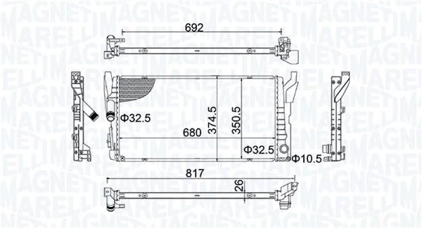 MAGNETI MARELLI 350213202800 Su Radyatörü 17117617638 uygun fiyat hızlı kargo