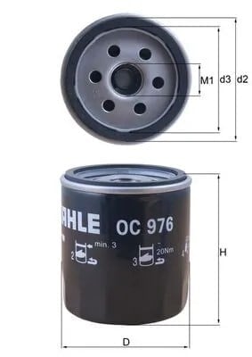 MAHLE OC976 Yağ Filtresi 0000071771371 uygun fiyat hızlı kargo