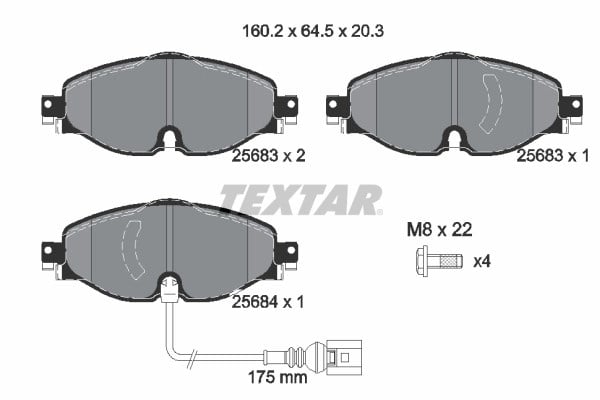 TEXTAR 2568301 Fren Balatası 8V0698151 uygun fiyat hızlı kargo