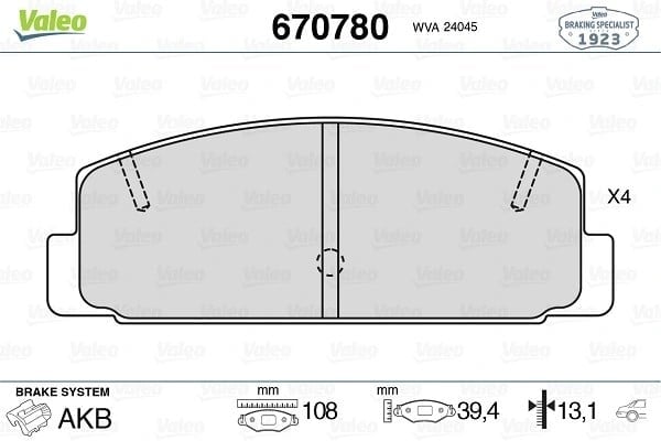 VALEO 670780 Fren Balatası B6Y82643Z uygun fiyat hızlı kargo