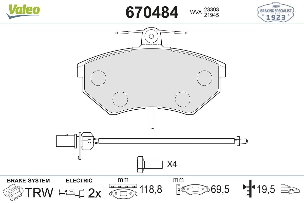 VALEO 670484 Fren Balatası 8E0698151B uygun fiyat hızlı kargo