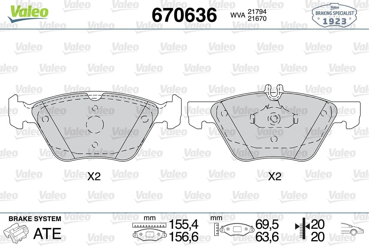 VALEO 670636 Fren Balatası 0024204520 uygun fiyat hızlı kargo