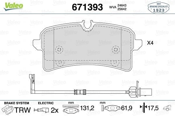 VALEO 671393 Fren Balatası 4H0698451H uygun fiyat hızlı kargo