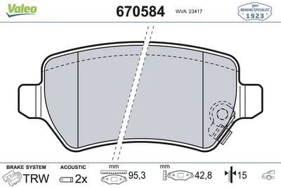 VALEO 670584 Fren Balatası 1605039 uygun fiyat hızlı kargo