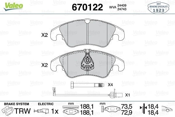 VALEO 670122 Fren Balatası 8K0698151D uygun fiyat hızlı kargo