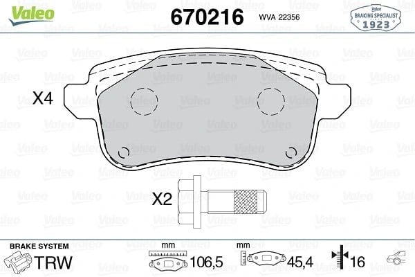 VALEO 670216 Fren Balatası 440608235R uygun fiyat hızlı kargo