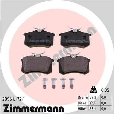 ZIMMERMANN 20961 172 1 Fren Balatası 4B0698451E uygun fiyat hızlı kargo