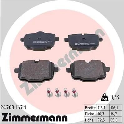 ZIMMERMANN 247031671 Fren Balatası 34208093728 uygun fiyat hızlı kargo