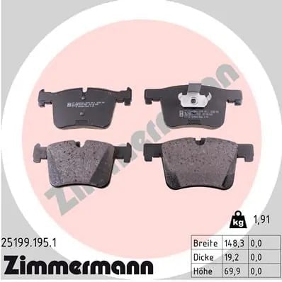 ZIMMERMANN 25199 195 1 Fren Balatası 34106799801 uygun fiyat hızlı kargo