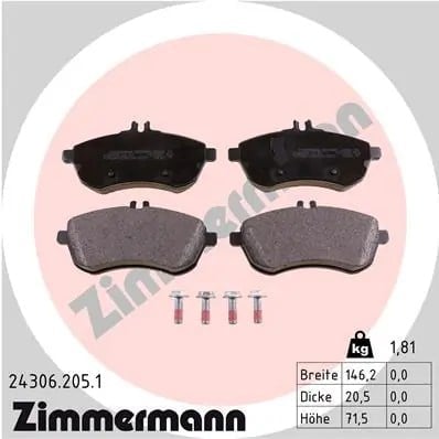 ZIMMERMANN 24306 205 1 Fren Balatası 0004200305 uygun fiyat hızlı kargo
