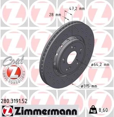 ZIMMERMANN 280 3191 52 Fren Diski 45251 T1G G00 uygun fiyat hızlı kargo