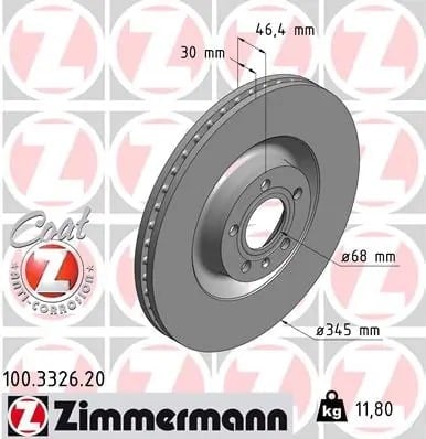 ZIMMERMANN 100 3326 20 Fren Diski 8E0615301K uygun fiyat hızlı kargo