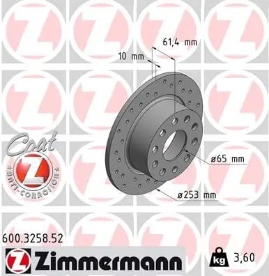 ZIMMERMANN 600 3258 52 Fren Diski 5Q0615601C uygun fiyat hızlı kargo